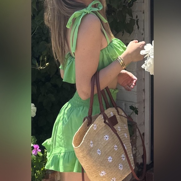 Camila Coelho Green “Brittany”Ruffle High Waist Shorts Size Medium New With Tags - Picture 6 of 9